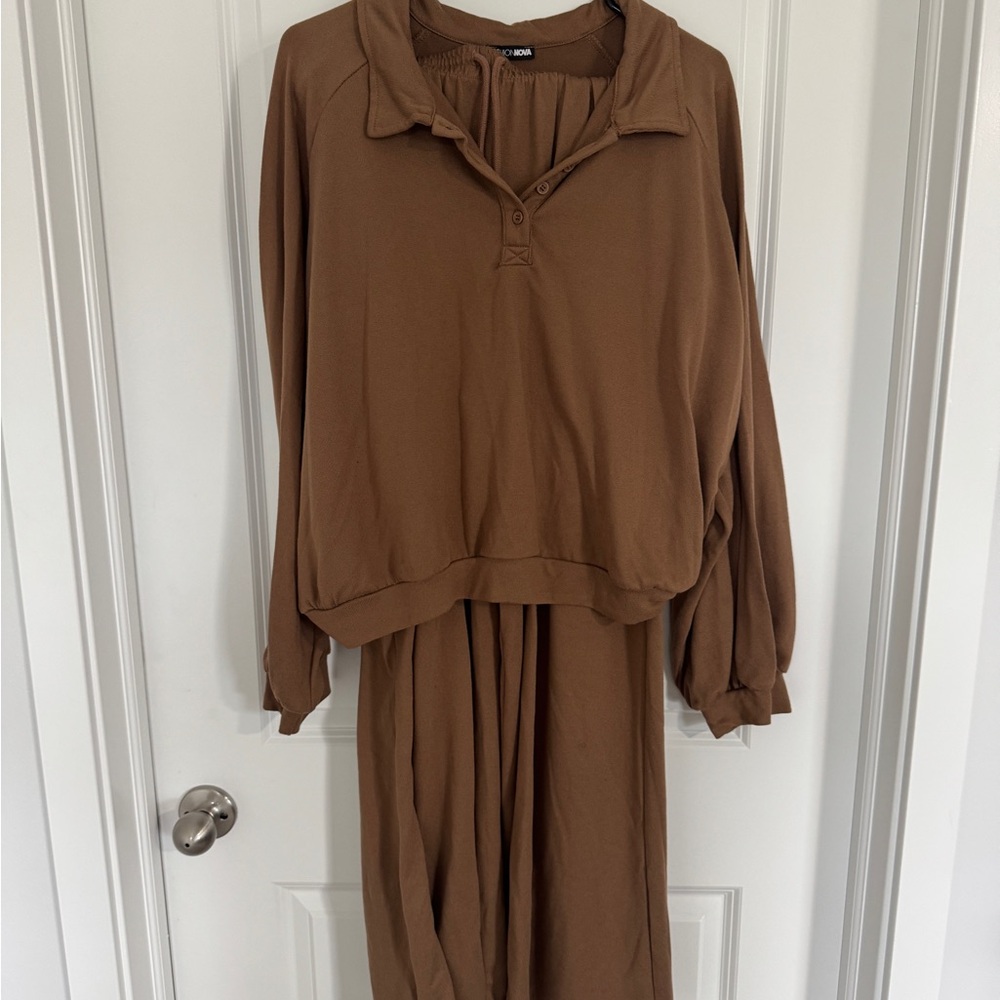 Fashion Nova Tan Long matching set
